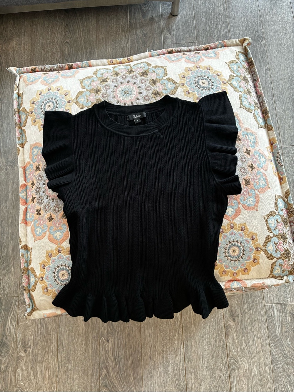 Rails Black Ruffle Sleeve Knit Tank